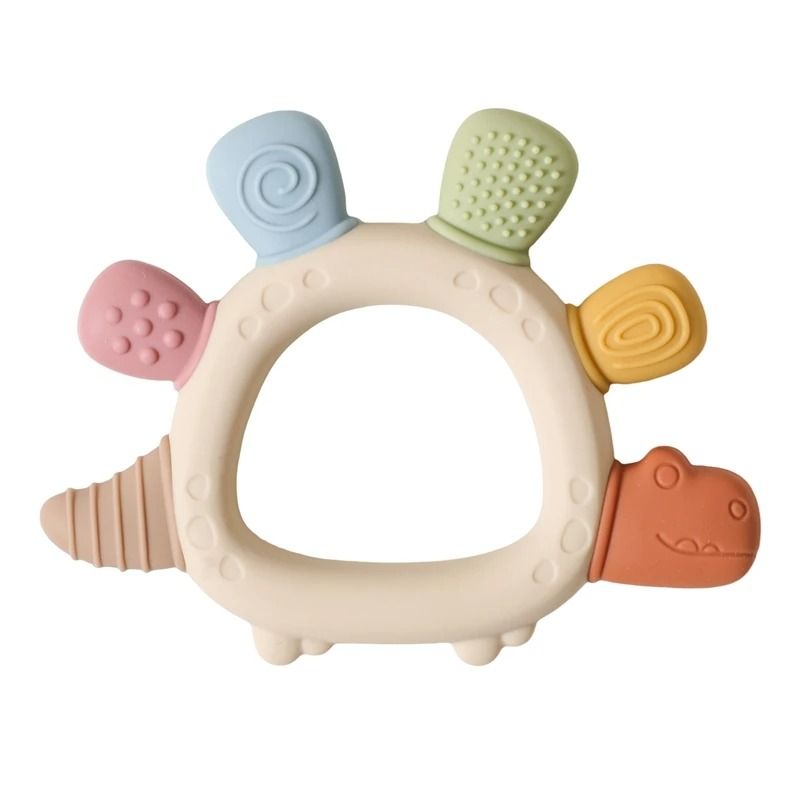Silicone Crab Baby Teether with Natural Wooden Ring – BPA-Free Molar Toy