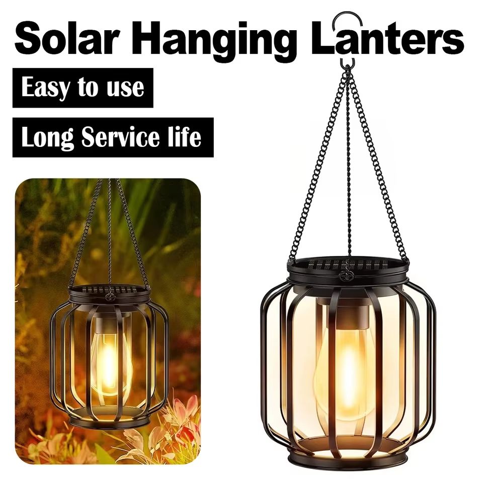 Solar Hanging Lantern Outdoor Light Waterproof Warm LED Garden Decor