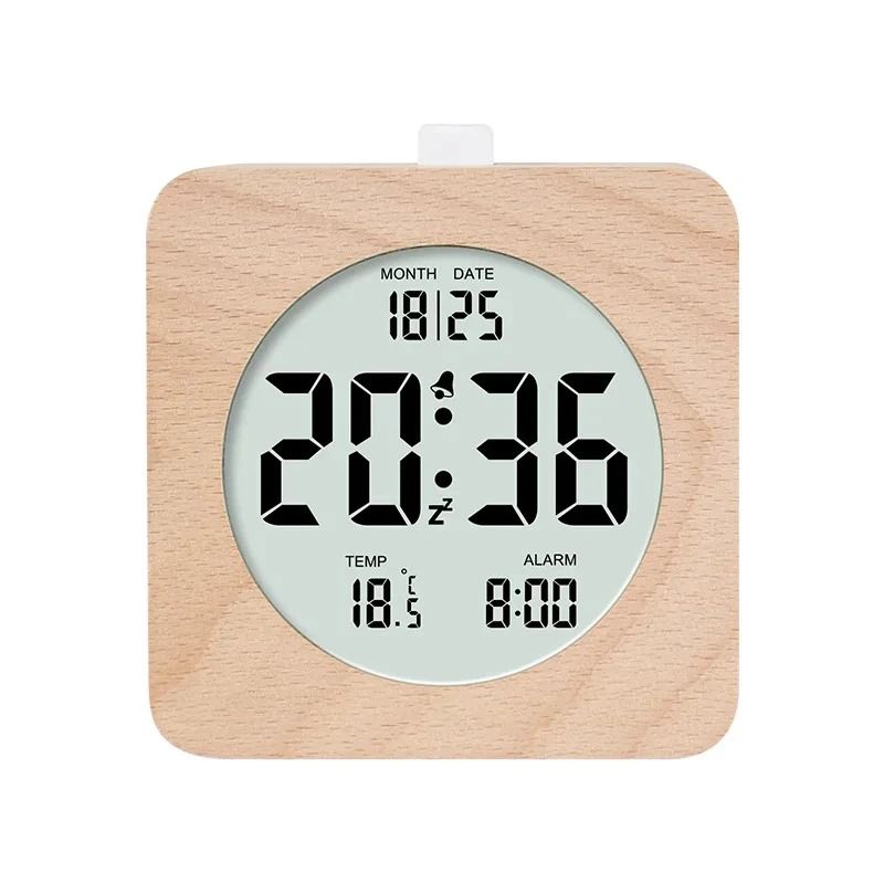 Wooden Alarm Clock – Multifunctional Electronic Desktop Display