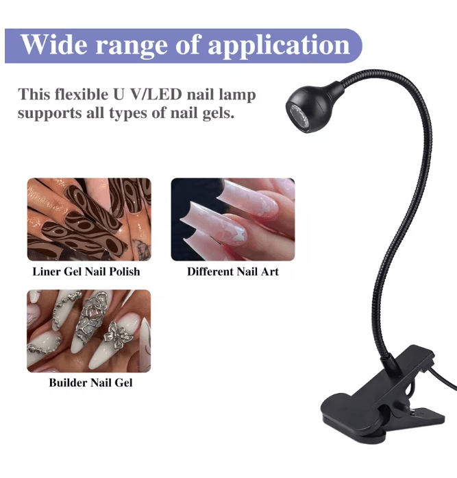 5W UV Gel Nail Lamp with Clip and Flexible Arm Nail Dryer