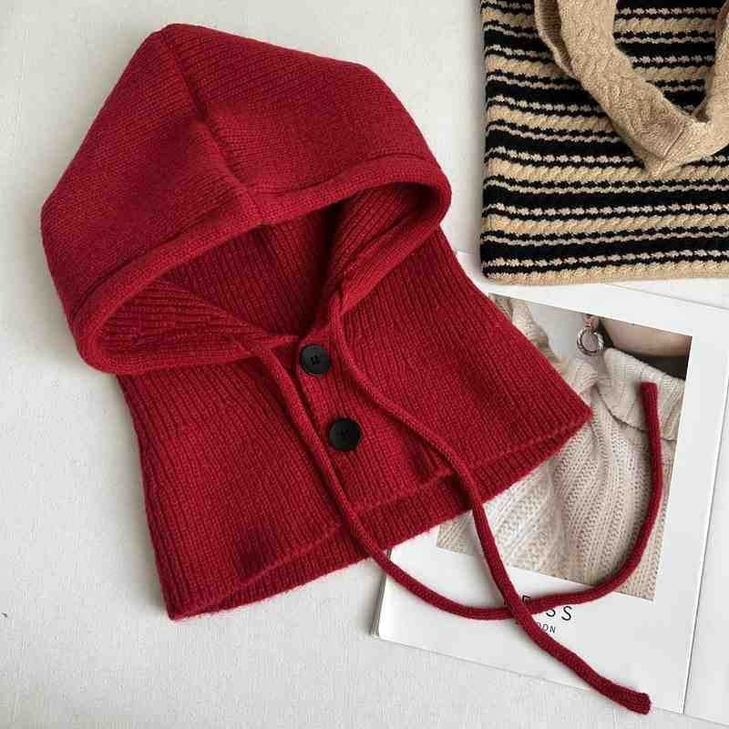 Winter Ski Mask with Warm Scarf – Hooded Balaclava Knit Beanie Hat with Thick Drawstring