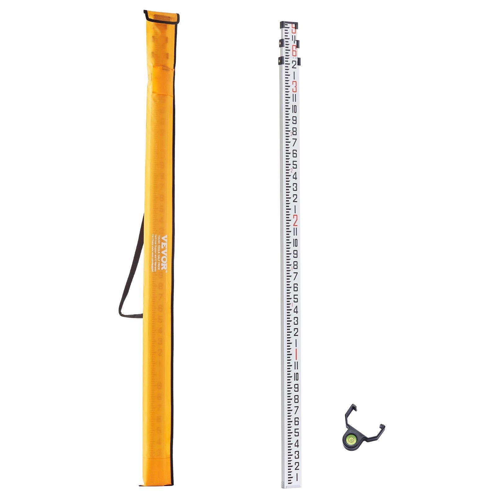 Aluminum Grade Rod Telescopic Leveling Rod with Bubble Level & Carry Bag