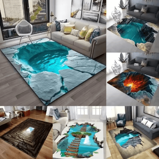 3D Desert Crack Rug – Non-Slip Machine Washable Abstract Floor Carpet