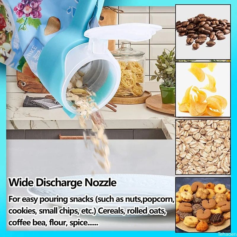 Nexus Pour-Cap Sealer | Airtight Food Storage Bag Sealing Clip & Integrated Pour Spout