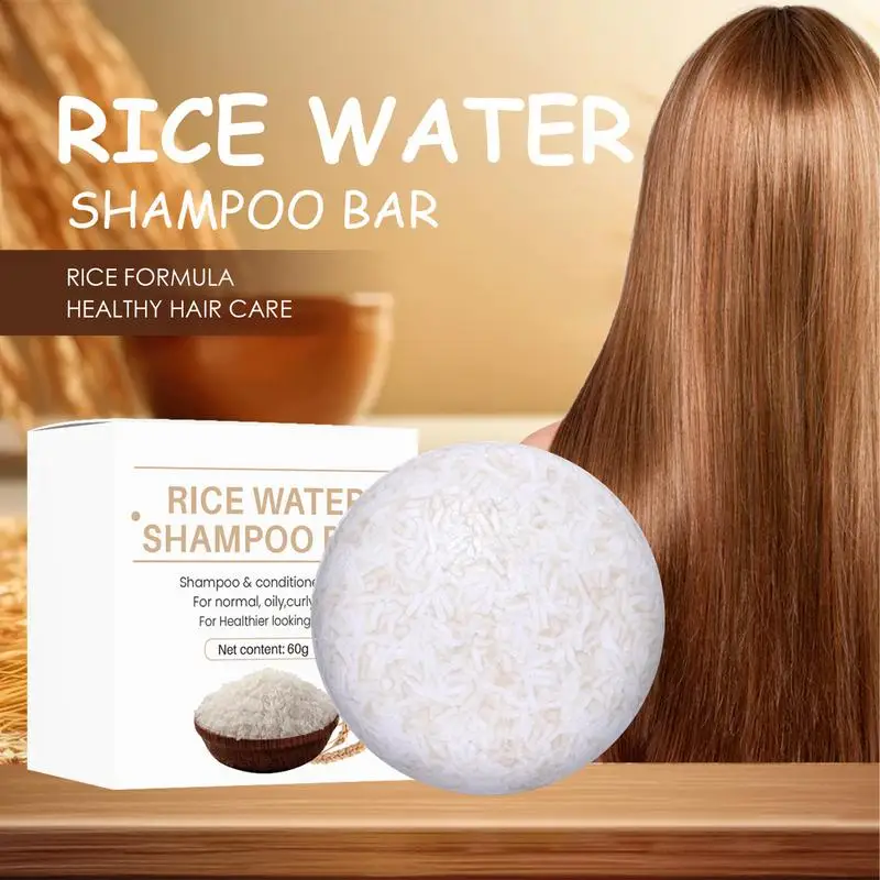 Organic Rice Shampoo Soap Bar, Oil Free Conditioning Rice Water Protein, Nourishing Hair Growth, Anti-loss Hair Soap Bar