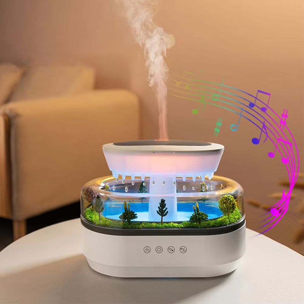 Rain Cloud Cool Mist Humidifier – Essential Oil Diffuser with 7-Color Night Light & Micro Landscape Design