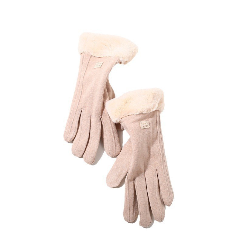 Women Winter Suede Touchscreen Gloves, Plush & Warm Driving & Cycling Mittens