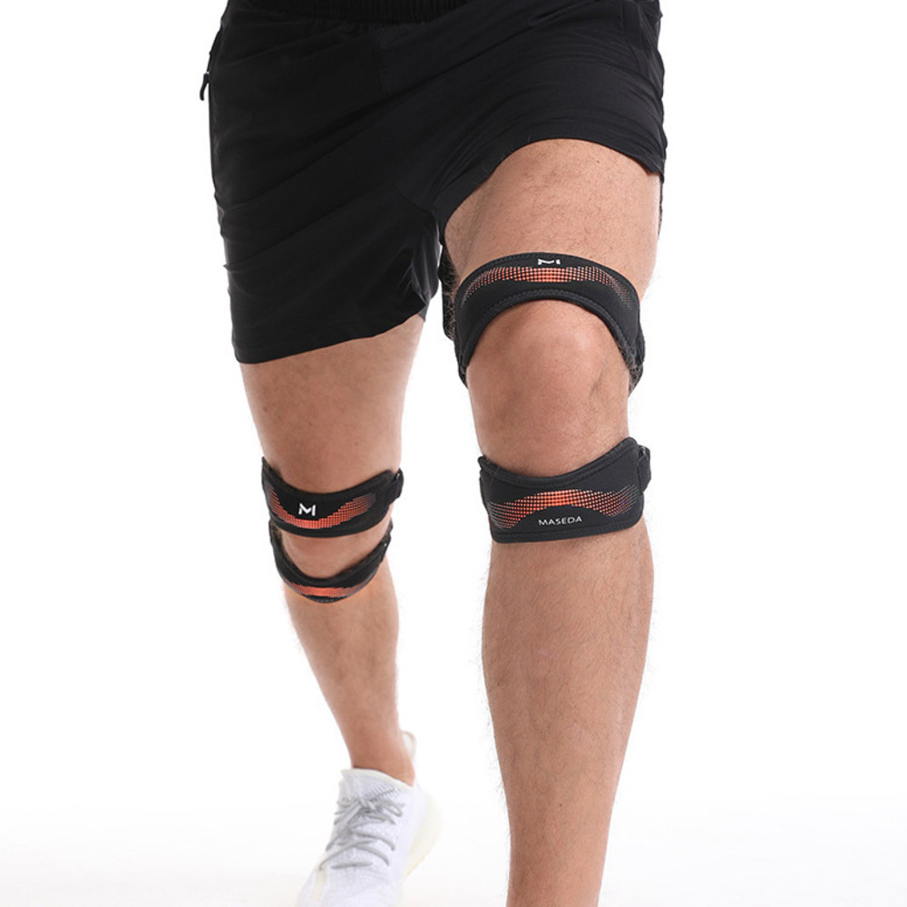 Anti Slip Silicone Sports Knee Pads, New Upgraded With Double Patella Straps, Adjustable Stable Shock-Absorbing