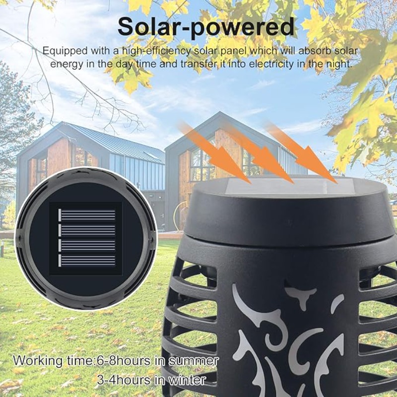 Waterproof Solar Light Outdoor with Flashing Flame, 12LED Solar Flashlight, Christmas Garden Decoration Lighting