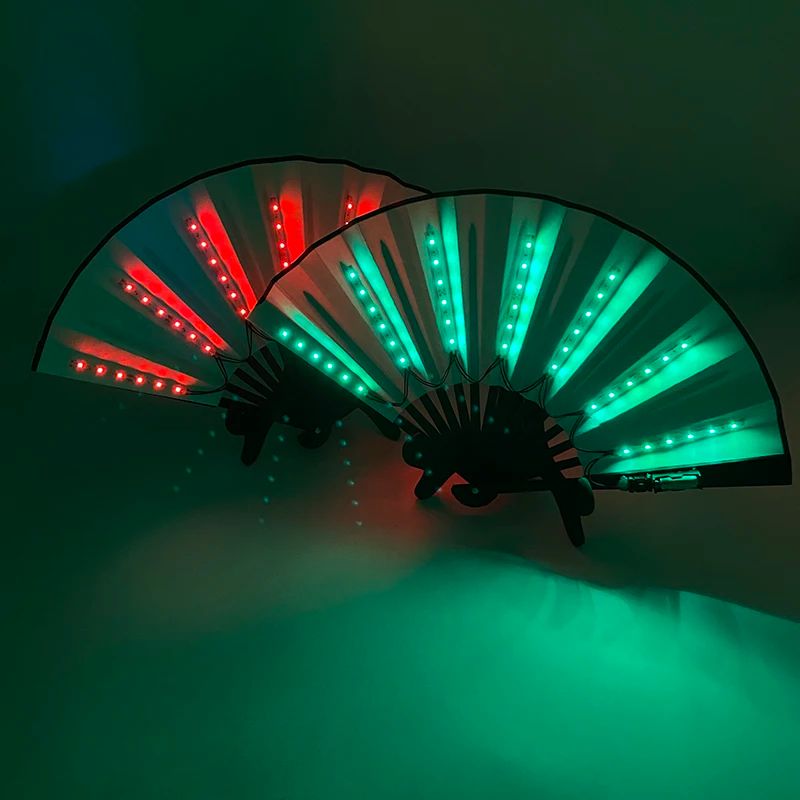 LED Neon Folding Fan Light Up Party Hand Fan for Events and Festivals