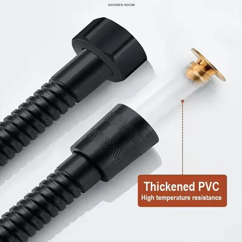 Flexible Stainless Steel Shower Hose – 1.5 m / 2 m (Black / Silver) Bathroom Extension Pipe