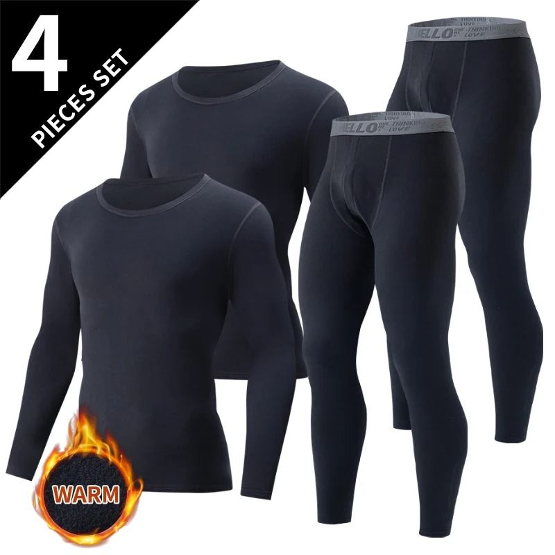 Mens Thermal Underwear Long Sleeve Top and Pants Set