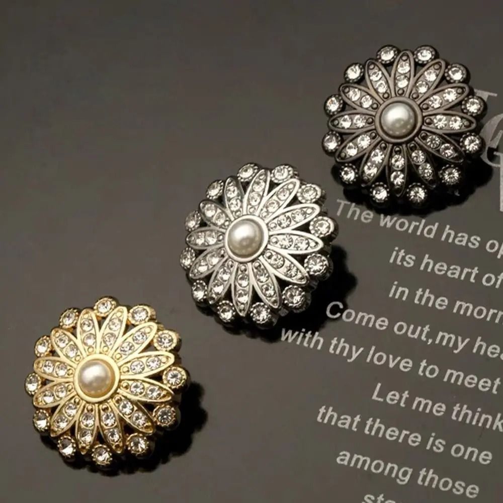 Retro Metal Pearl Button Gallery | High-Fidelity Diamond-Encrusted Clothing Accents & Sewing Jewelry