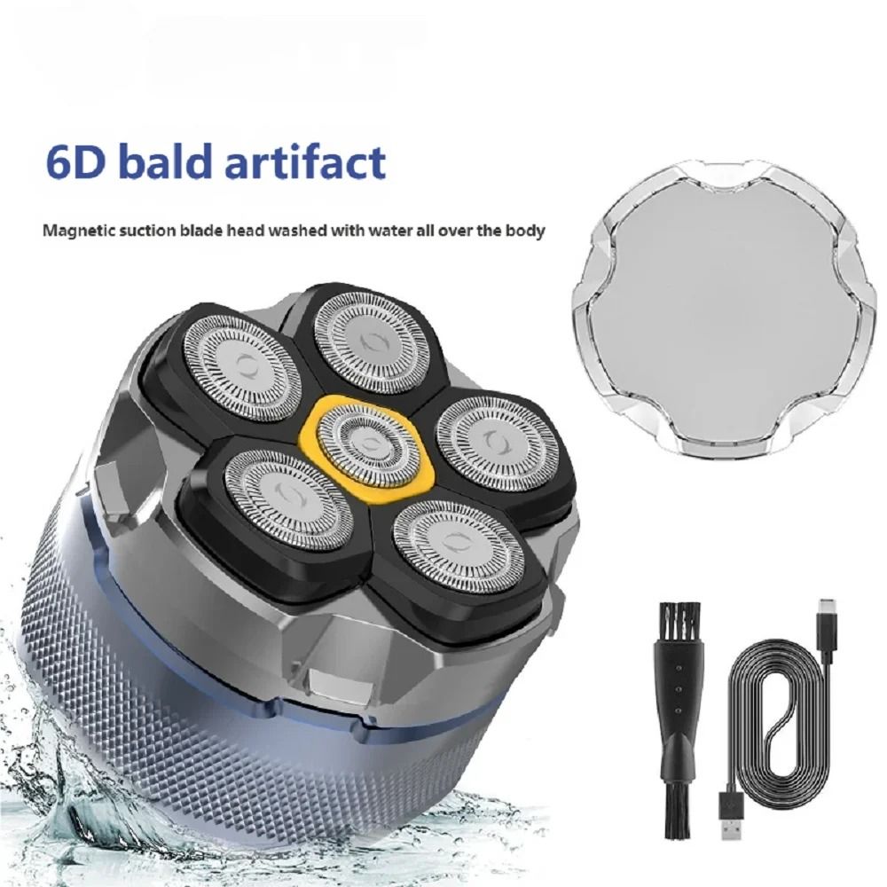 Electric Head Shaver for Bald Men 6D Magnetic Razor Waterproof Rechargeable LED Display Hair Trimmer