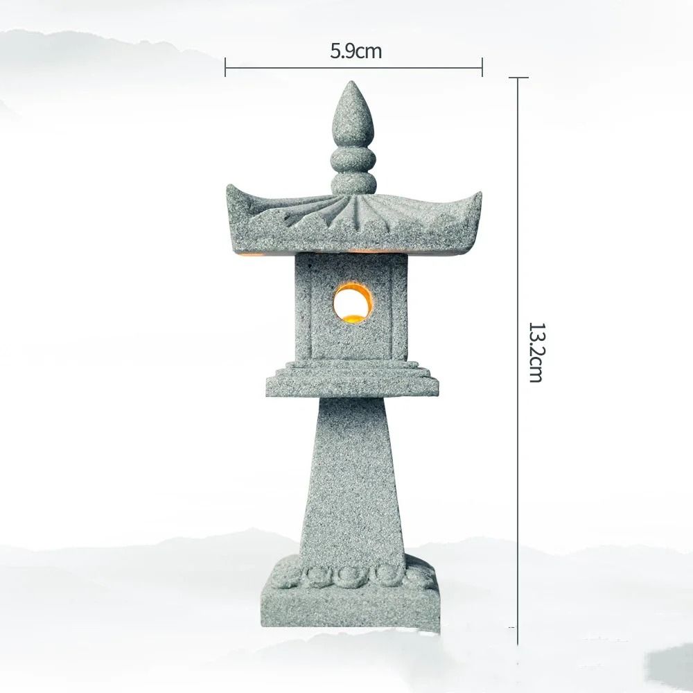 Mini Pagoda Lantern Zen Garden Decor Miniature Bonsai Landscape Light Statue