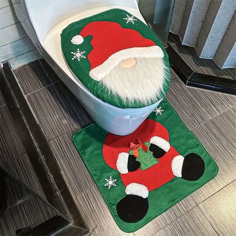 Santa Bathroom Decor Seat Cover Set