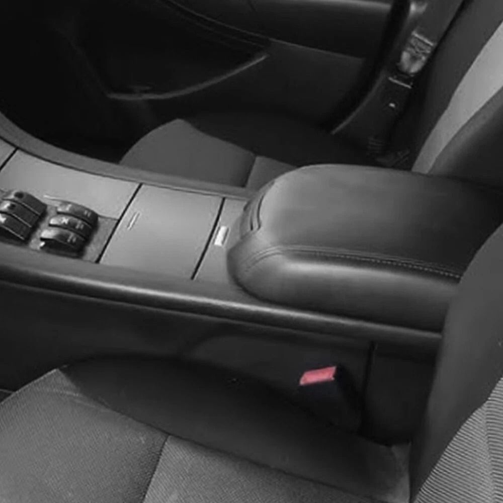 Stone Black Leather Center Console Lid Armrest Cover, Microfiber Leather, Waterproof, Durable