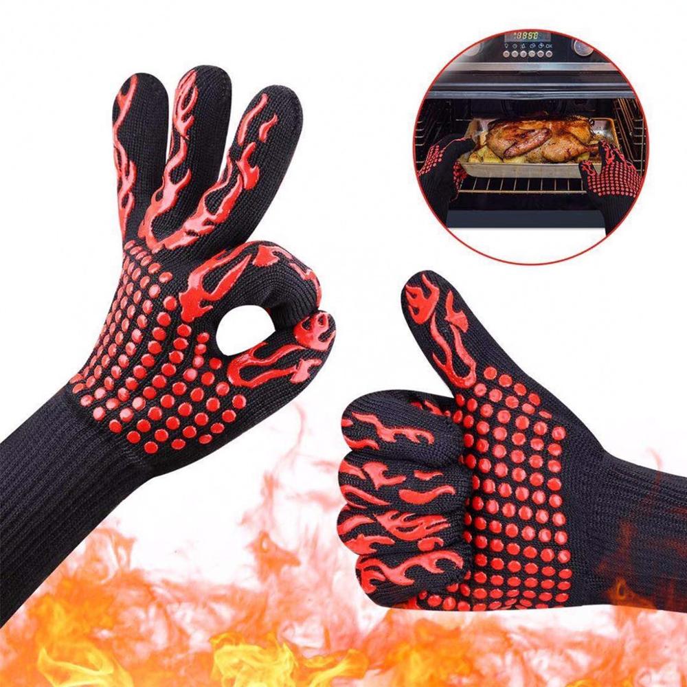 Premium Grill Gloves for High Heat, Heat Resistant, Non-Slip BBQ & Baking Gloves for Safe Cooking & Grilling