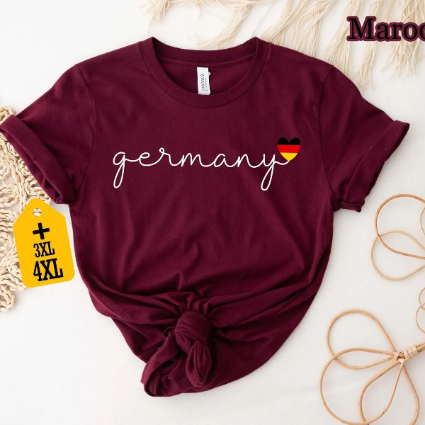 Germany Heart Flag Shirt, German Pride Tee, Minimal Travel Shirt, Cute Deutschland Gift, Aesthetic Vacation T-Shirt