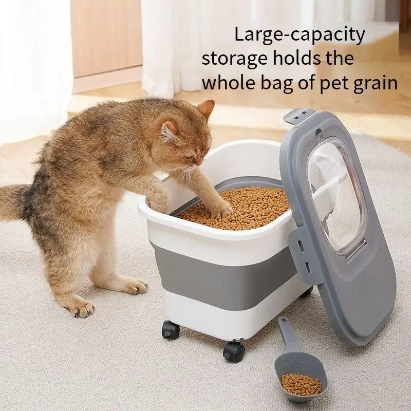 Collapsible Pet Food Storage Container with Airtight Lid