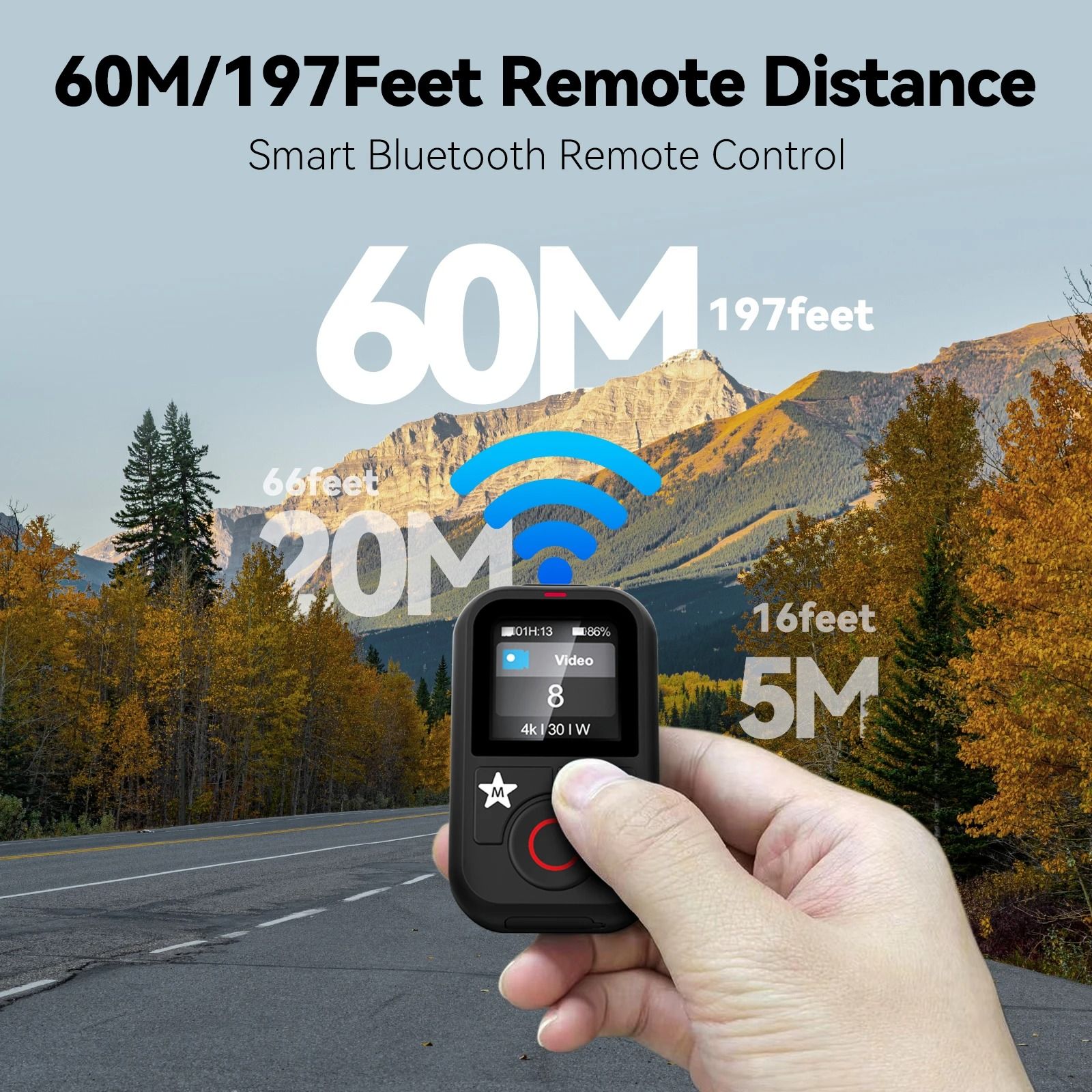 Waterproof Bluetooth Remote with Wrist Strap for GoPro and Action Cameras