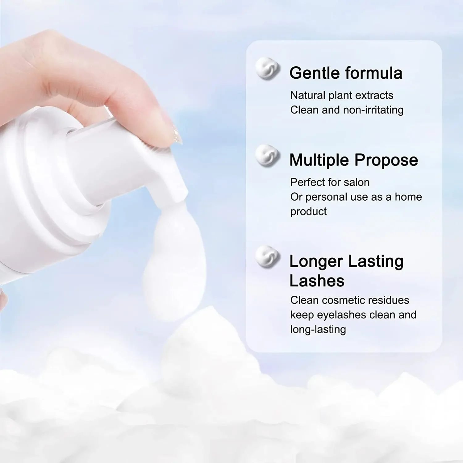 Lanthome 50ml Eyelash Extension Shampoo Foam Deep Clean Eyelid Cleanser