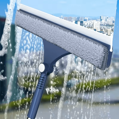 Double-Sided Glass Cleaning Tool – Adjustable Long Handle Window Wiper for Home & Car