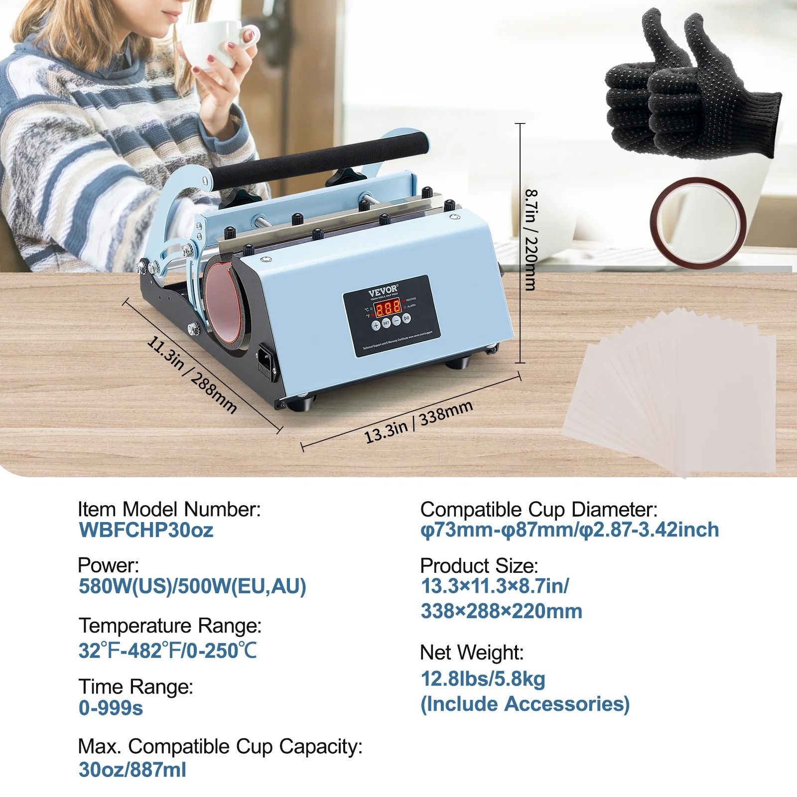 Professional Tumbler Heat Press Machine with Dual Station Heaters