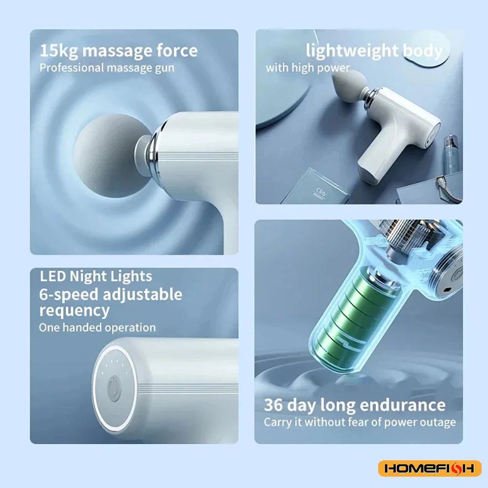 Portable HOMEFISH Electric Massage Gun with LED Display