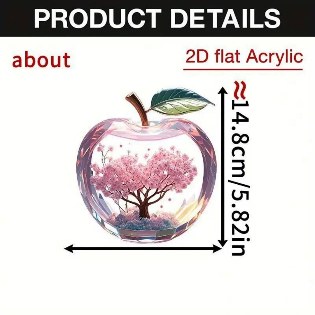 Cherry Blossom Acrylic Desk Ornament Apple Shape Decorative Tabletop Art