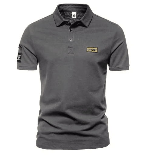 Mens Summer Short Sleeve Embroidered Polo Shirt Lightweight Breathable Solid Color T Shirt