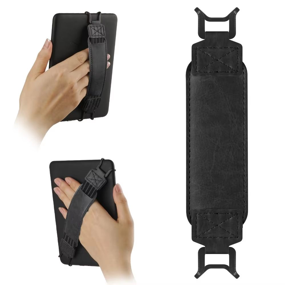 Universal Leather Tablet Hand Strap With Anti-Slip Finger Grip Holder