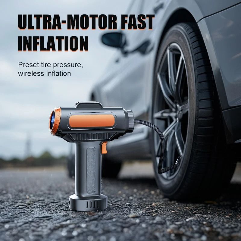 Wireless Portable Tire Inflator & Pump | Digital LED Pressure Display | Executive Car & Bicycle Maintenance System