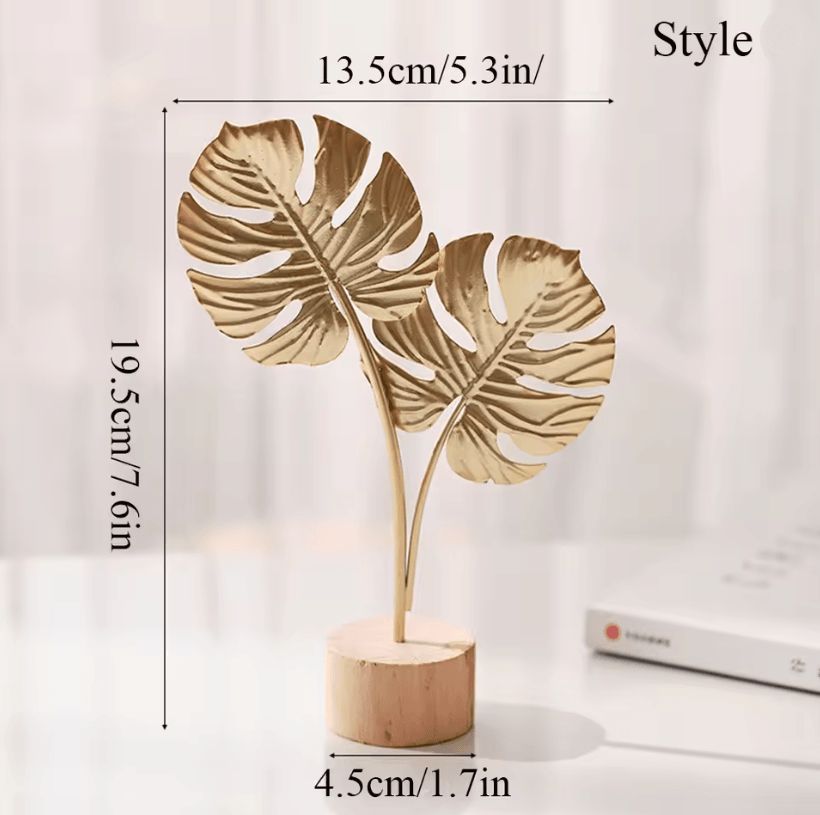 Elegant Nordic Ginkgo Leaf Sculpture Luxury Gold Desktop and Home Decor Accent