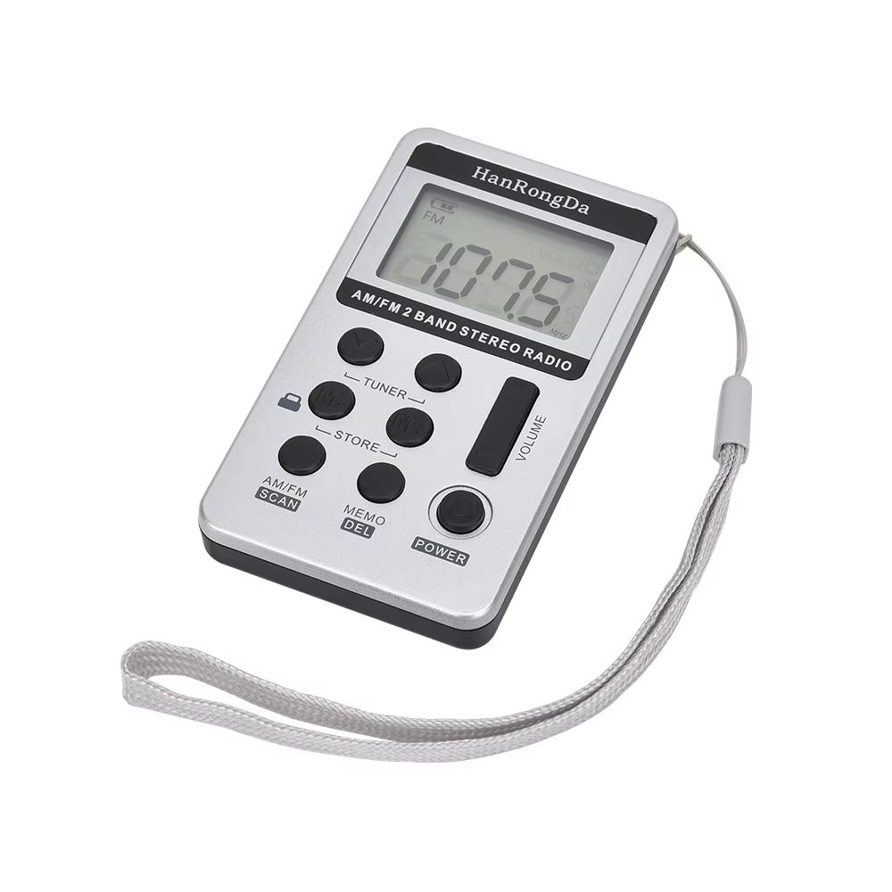 Mini AM/FM Pocket Radio with LCD Display – Rechargeable Portable Stereo Receiver with Earphones