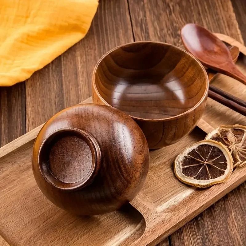 Artisan Japanese Wooden Bowl – Handcrafted Natural Food Container