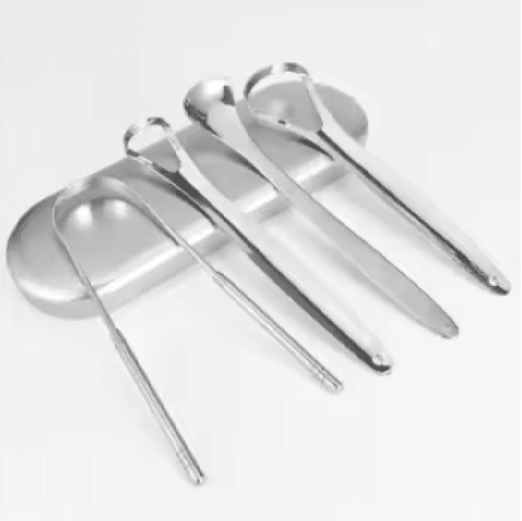 PureSteel Metal Tongue Scraper Cleaner Set