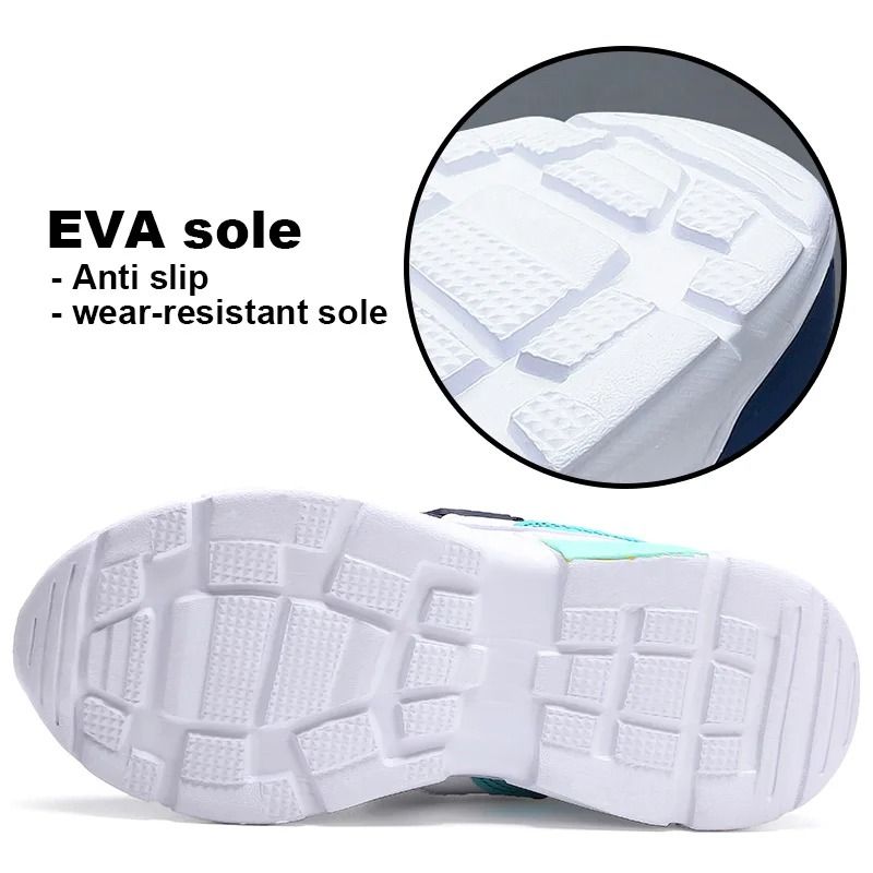 Kids Sneakers Breathable Mesh Running Shoes with Hook and Loop Closure