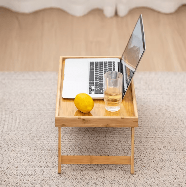 Bamboo Folding Bed Tray Table with Portable Lap Desk Design
