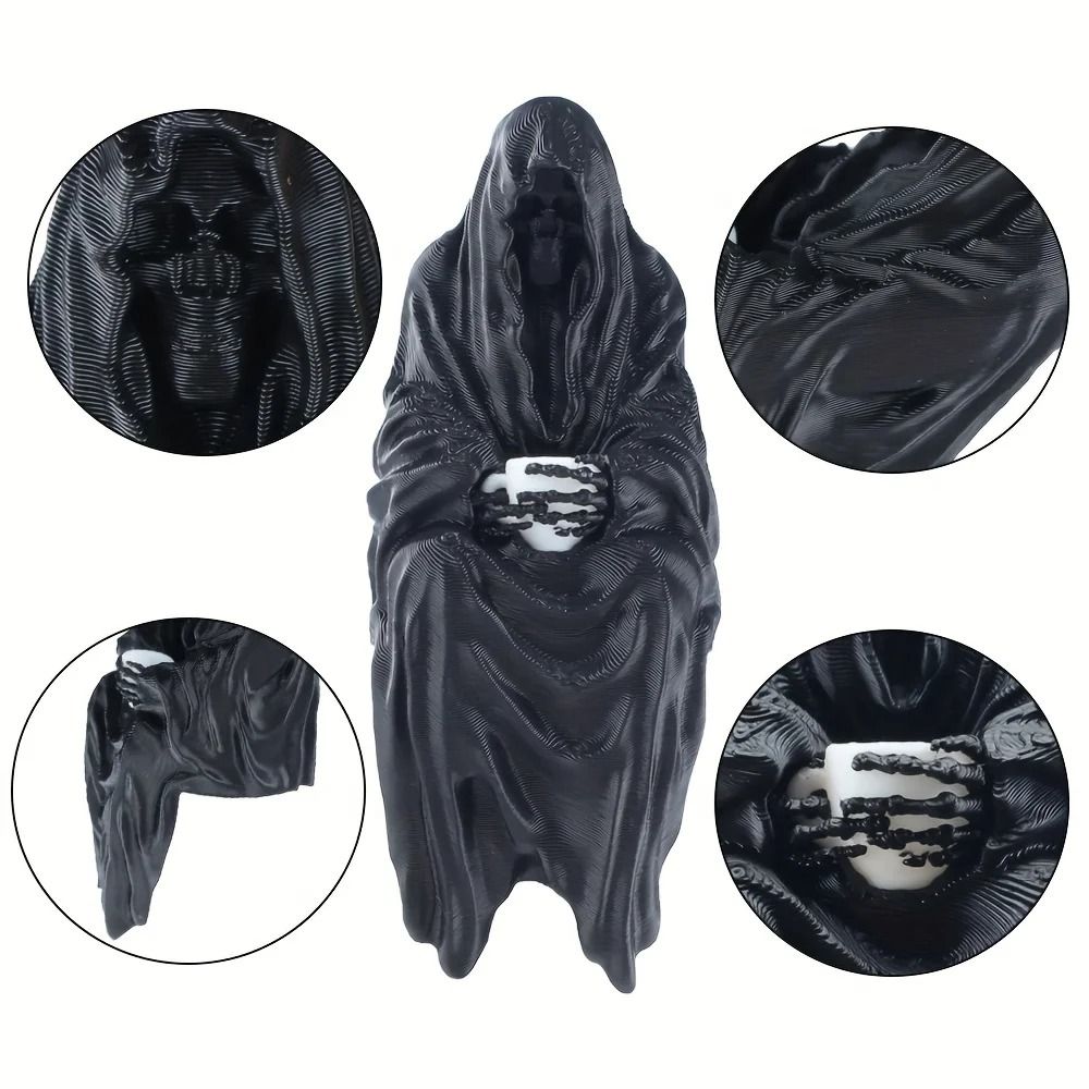 3D Printed Hooded Cloaked Gothic Statue Dark Aesthetic Desk & Shelf Figurine