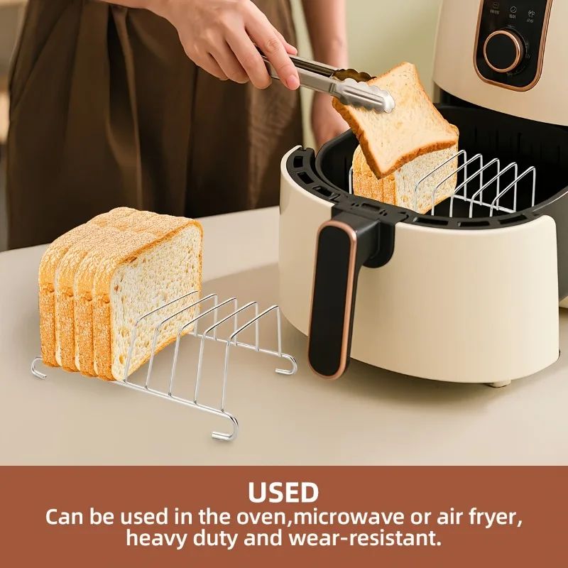 Multi-Slice Air Fryer Toast Rack Stainless Steel Bread Holder