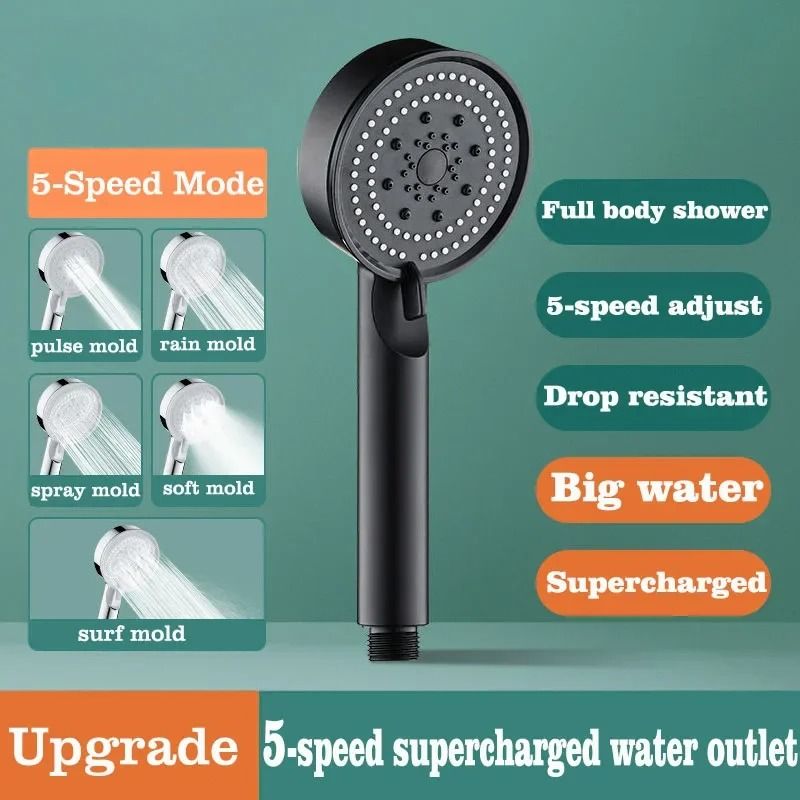 Water Saving High Pressure Shower Head with Adjustable Modes and One Key Stop