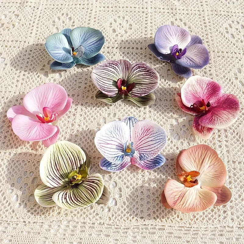 3D Print Orchid Head Silicone Cotton Artificial Butterfly Flowers Wedding Souvenir Party Decor Gift Box Headdress