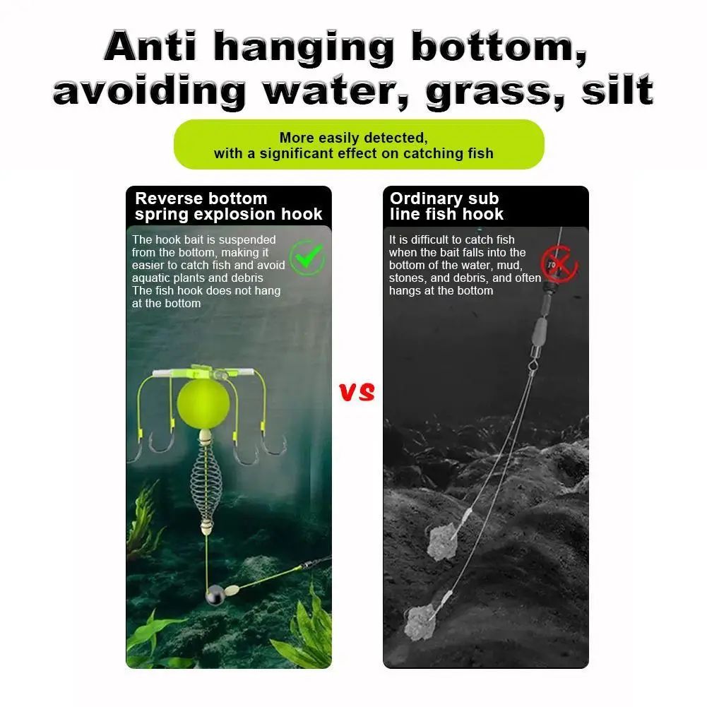 Anti-Tangle Spring Fishing Feeder Hook - Carbon Steel Bait Cage with Float, Anti-Bottom Design for Carp & Coarse Fishing
