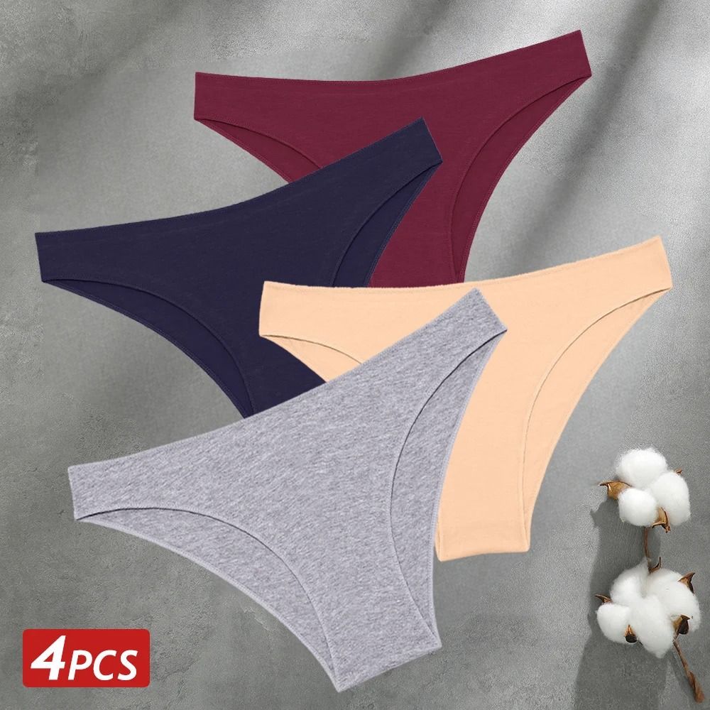 Women Seamless Cotton Panties Set Breathable Low Waist Briefs