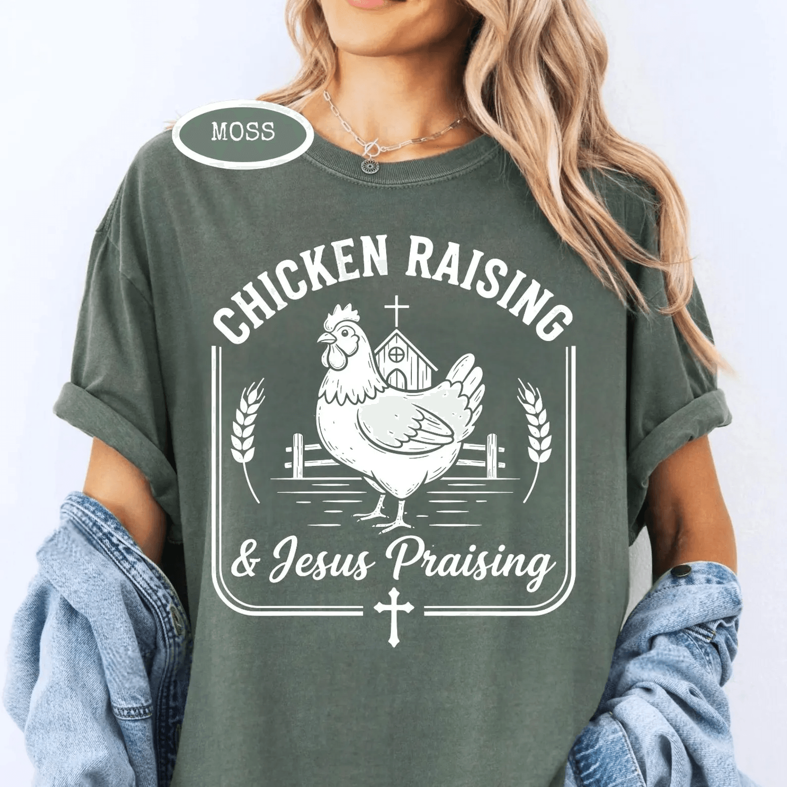 Chicken Raising and Jesus Praising Shirt Christian Farm Life Chicken Mama Tee