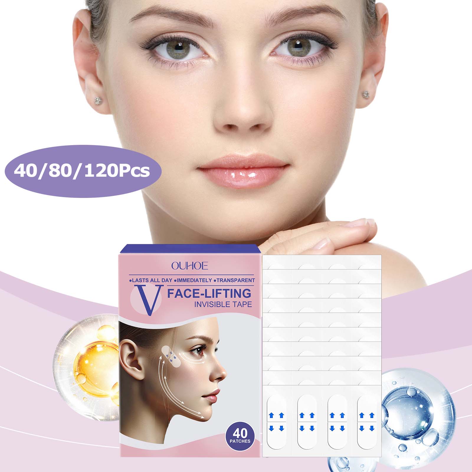 Ultra-Thin Face Stickers, Invisible Lift Tape for V-Line Chin Shaping & Skin Tightening