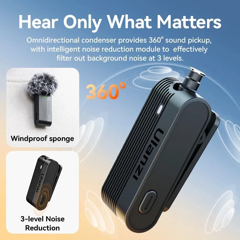 Ulanzi A100 Wireless Lavalier Microphone Kit with Charging Case