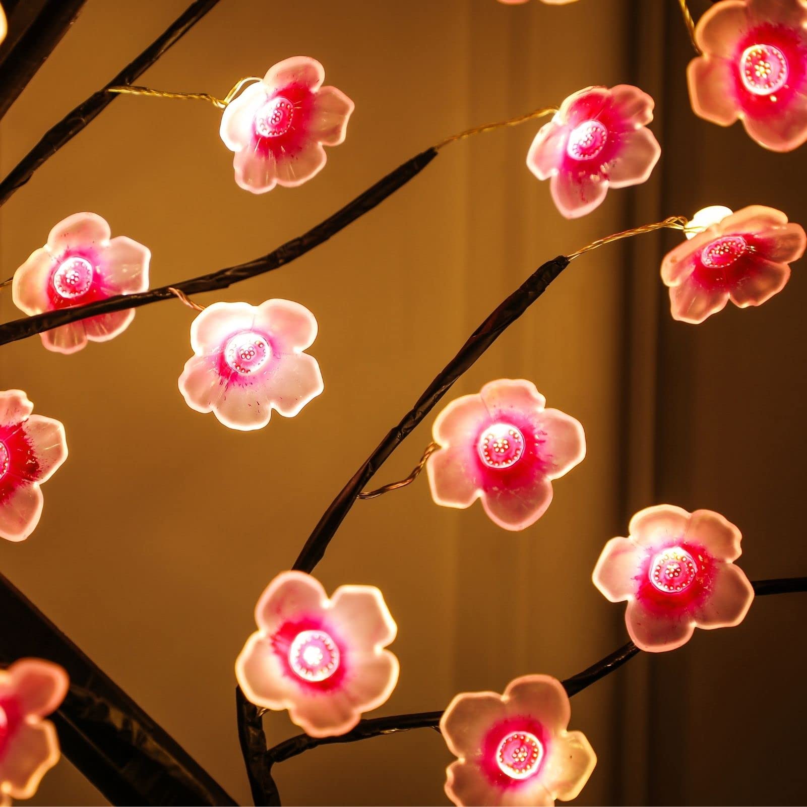 Touch Switch Table Tree Night Light, Desktop Tree LED Lamp, Artificial Bonsai Cherry Blossom