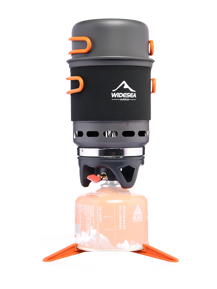 Outdoor Camping Cooking System with Heat Exchanger Portable Gas Burner Stove & Cookware Set